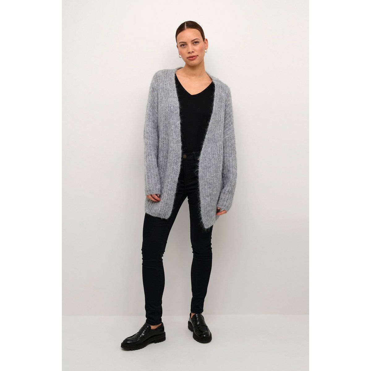 Oversize-Strickjacke in Melange-Optik