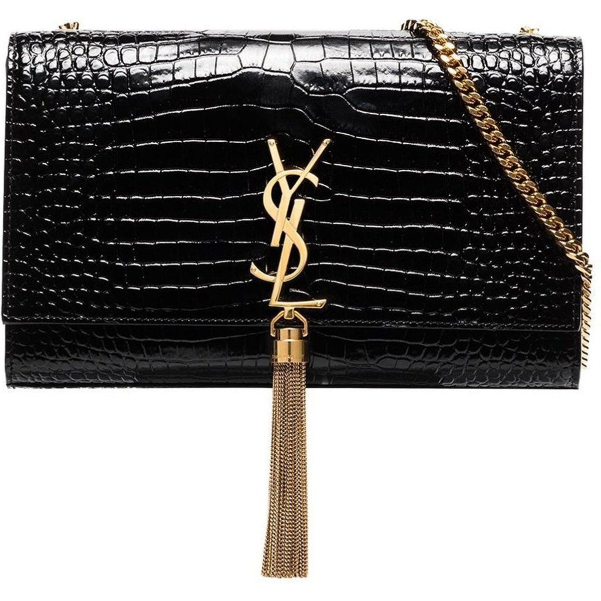 Elegante Tasche mit Krokodilprägung und Quaste