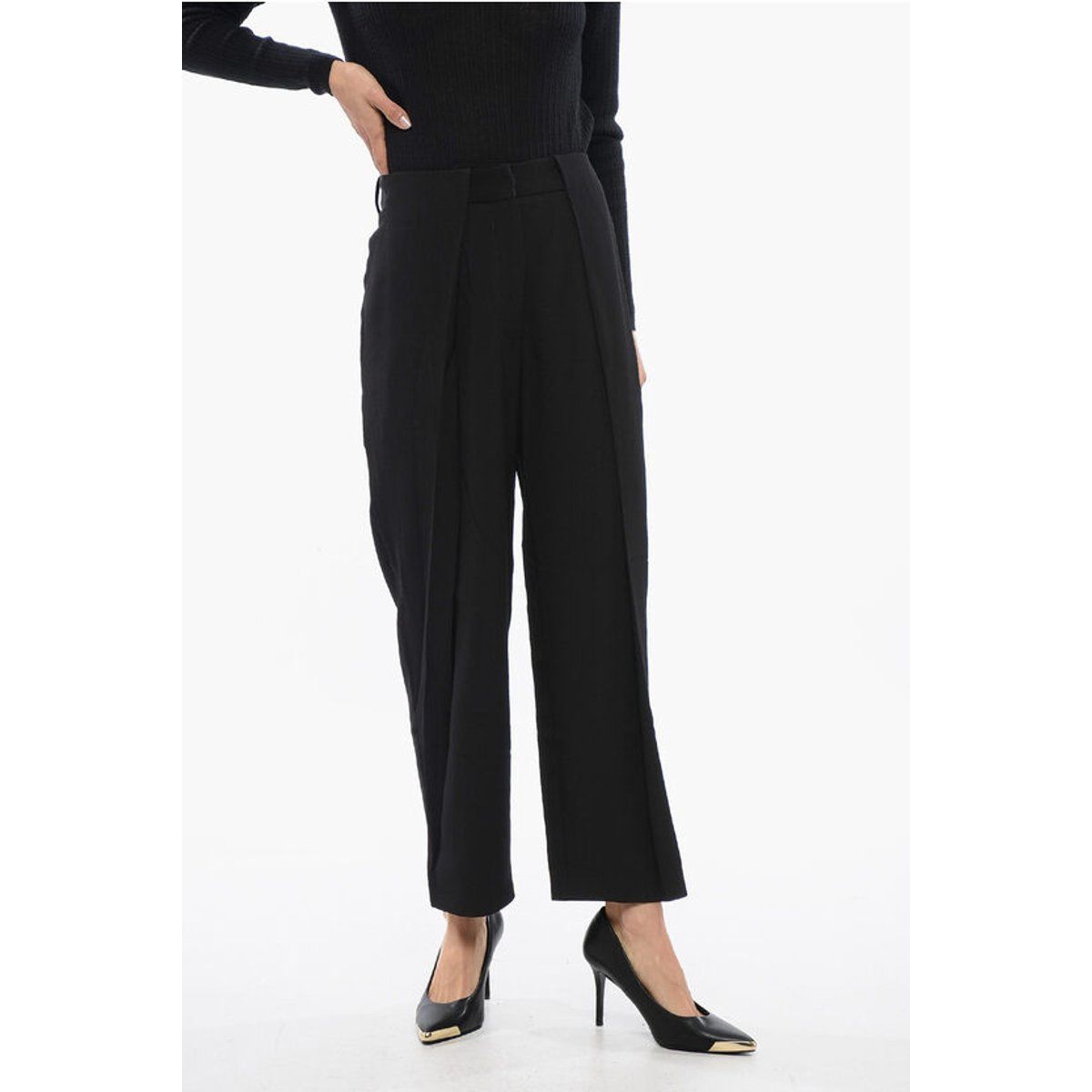 Hoch taillierte Hose mit Bundfalten