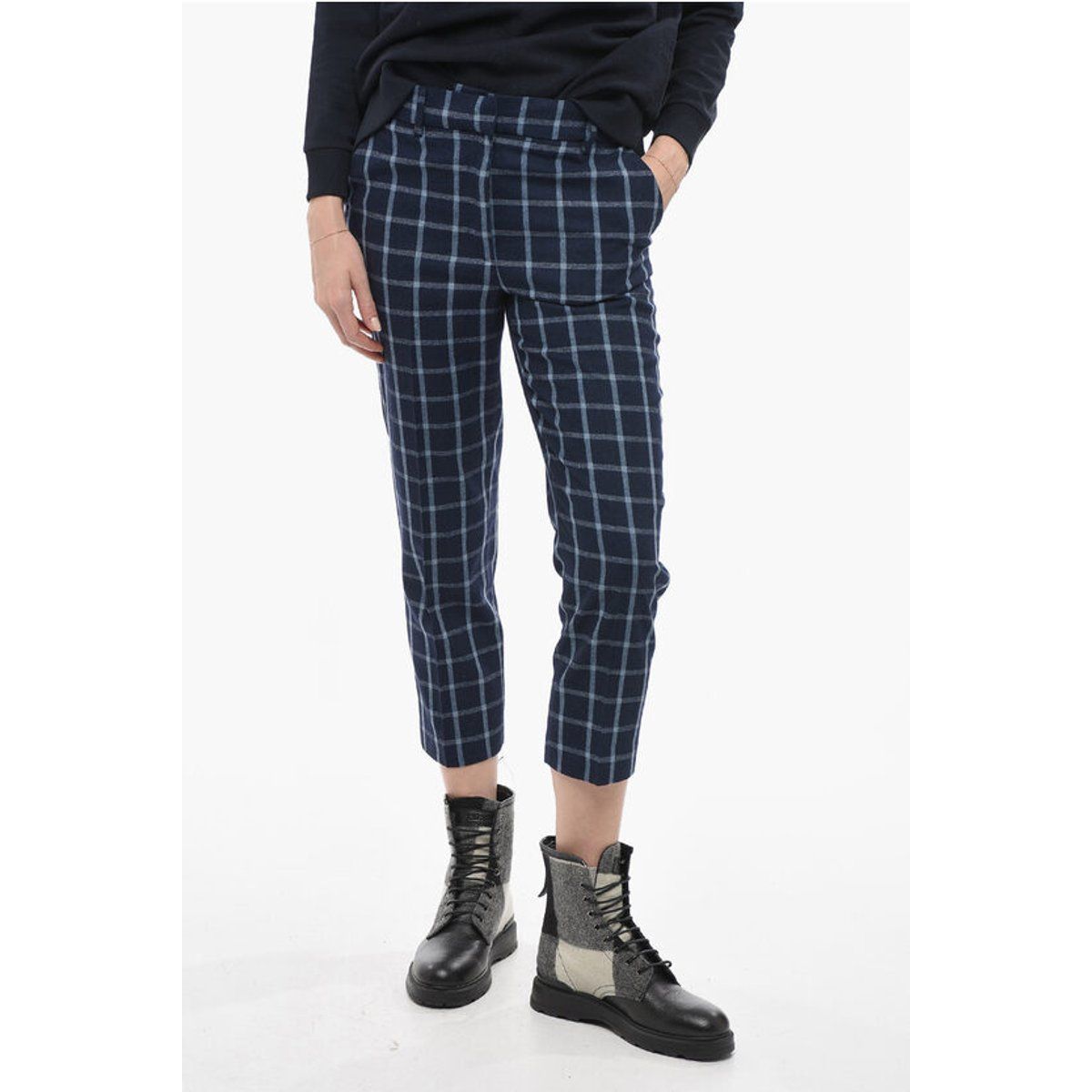 Komfortable Wollmix-Hose mit Karomuster