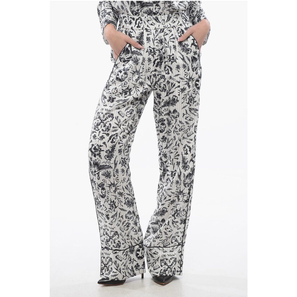 Satin-Palazzohose mit grafischem Print