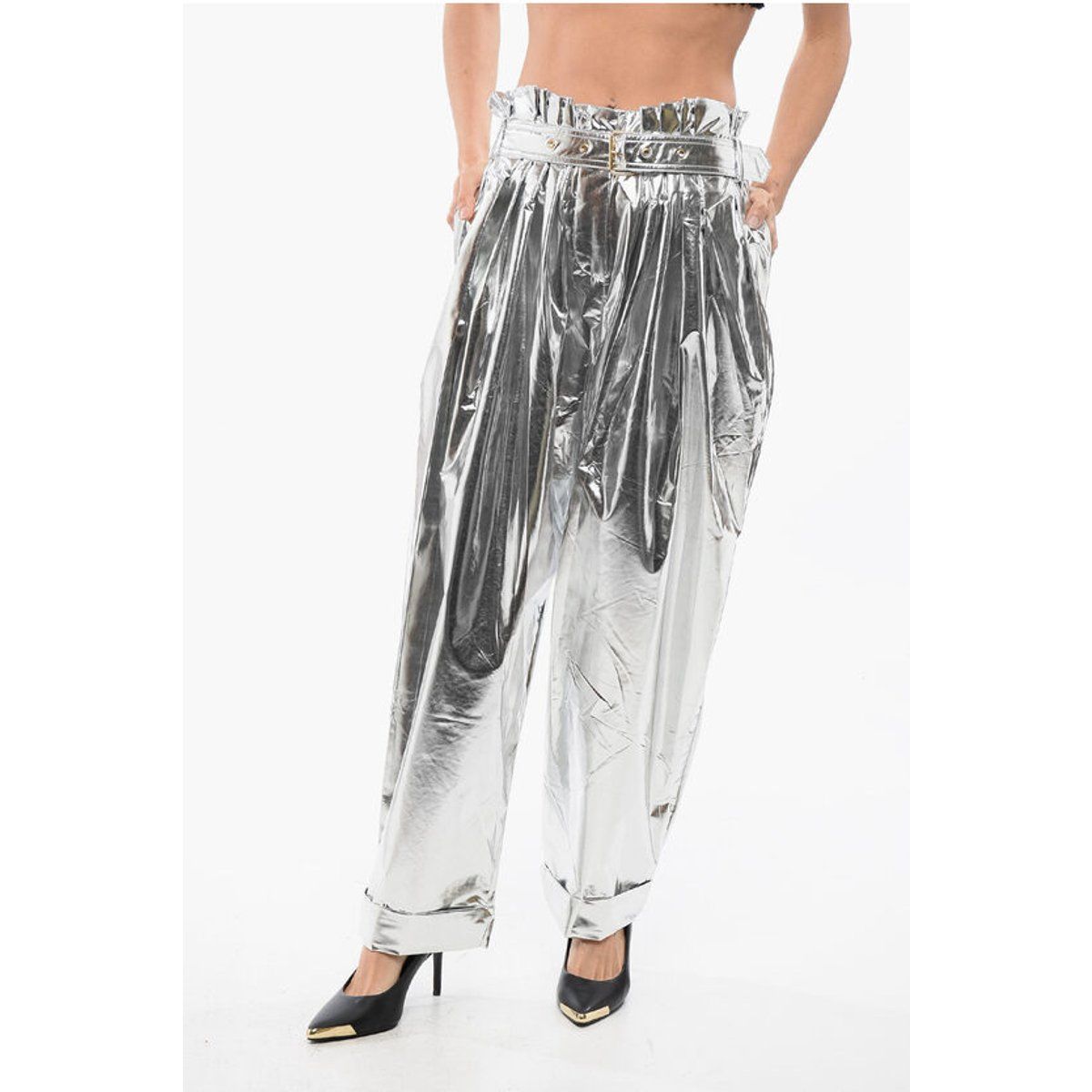 Plissierte High-Waist-Hose