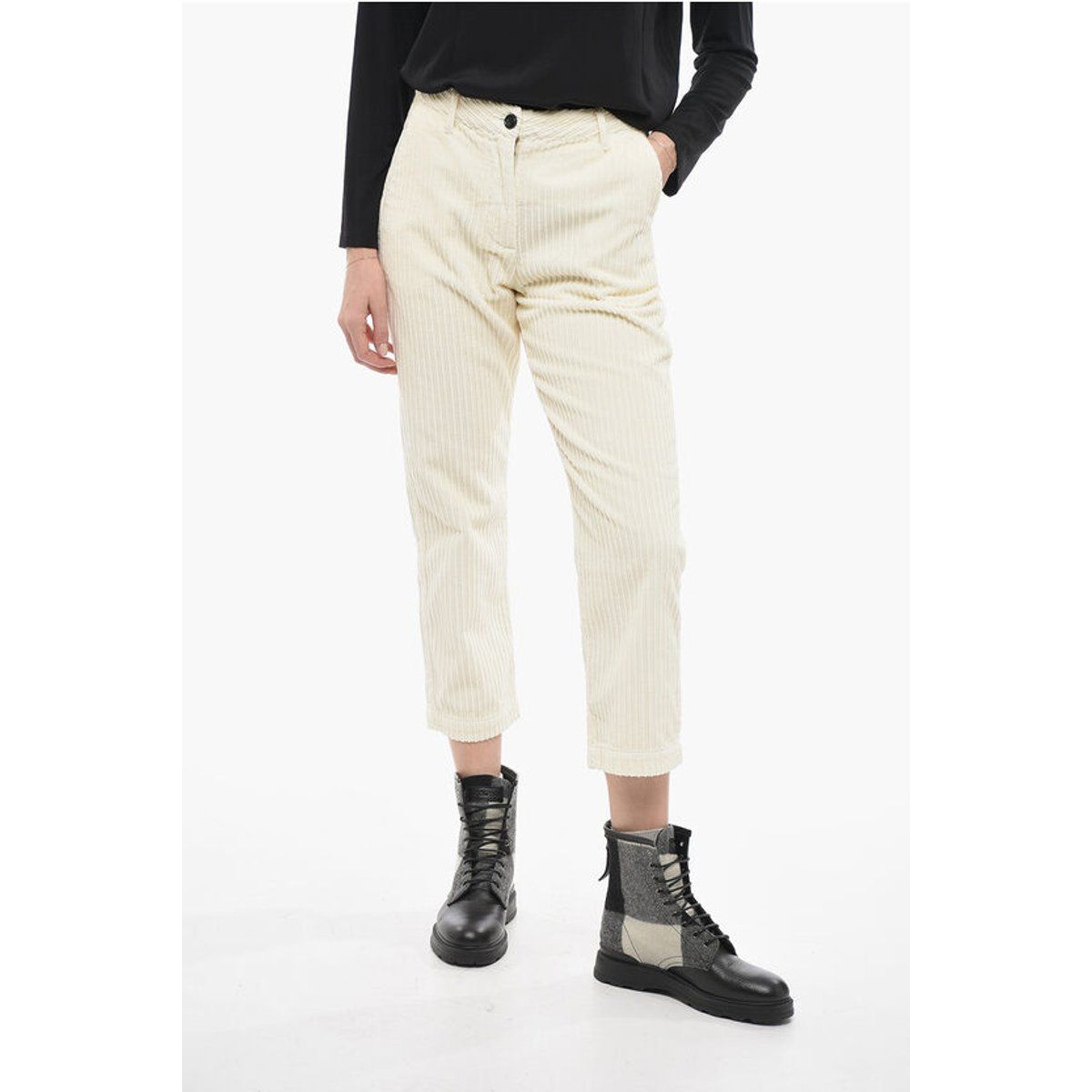 Strukturierte Cordhose mit weitem Bein