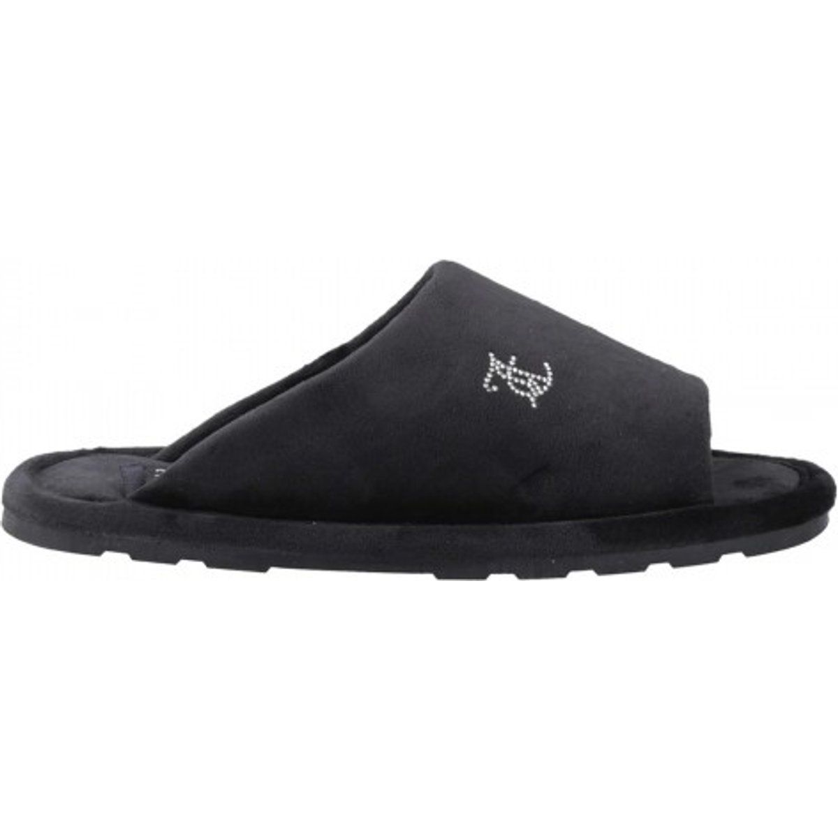 Verzierte Velours-Slipper mit offener Zehenpartie