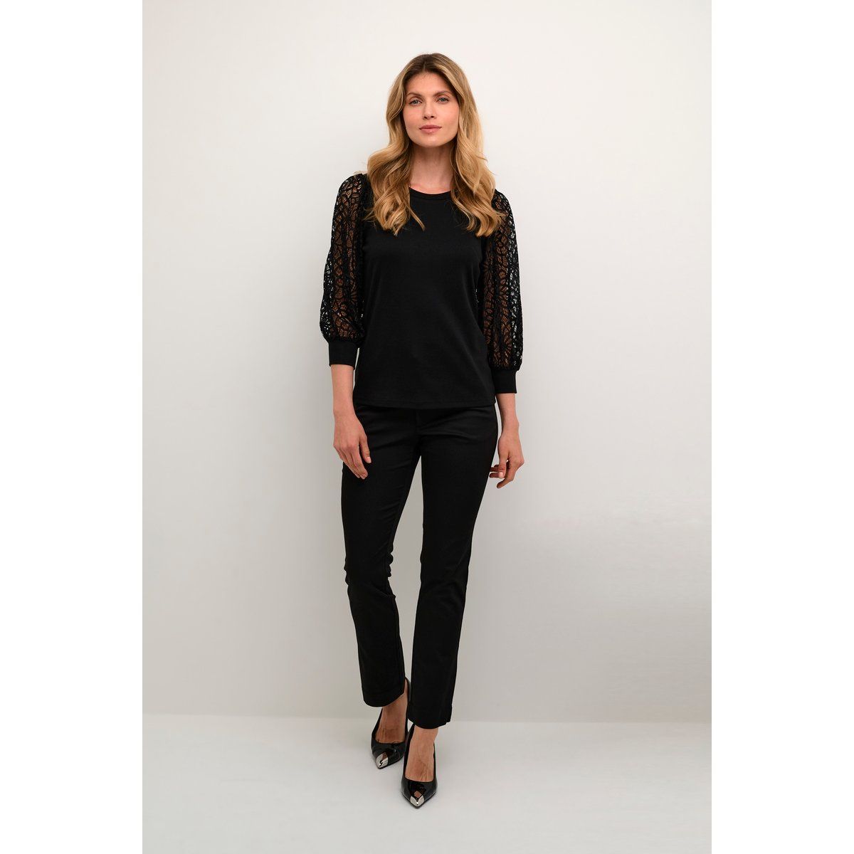 Langarmshirt mit filigraner Spitze