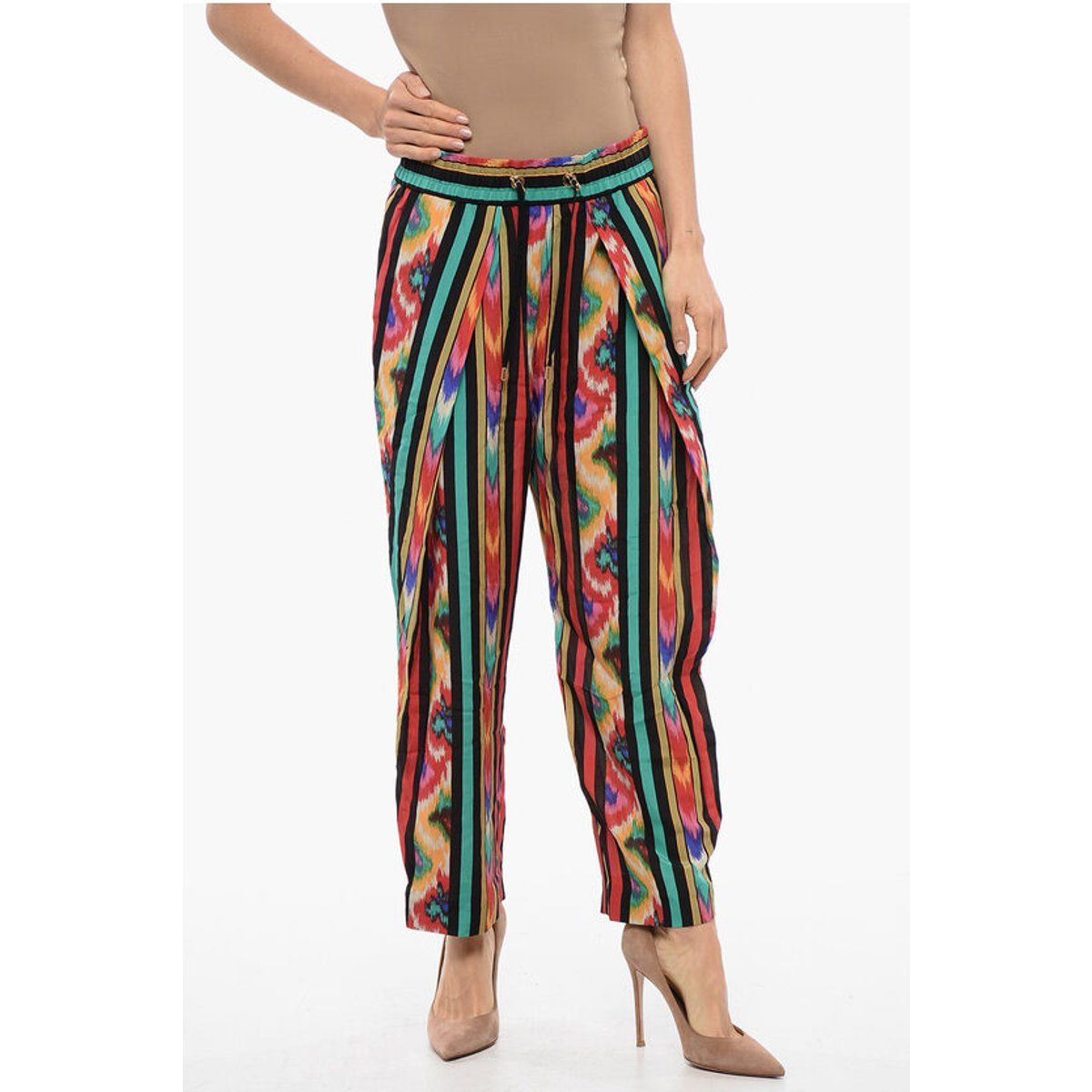 Seiden-Haremshose mit Ikat-Print