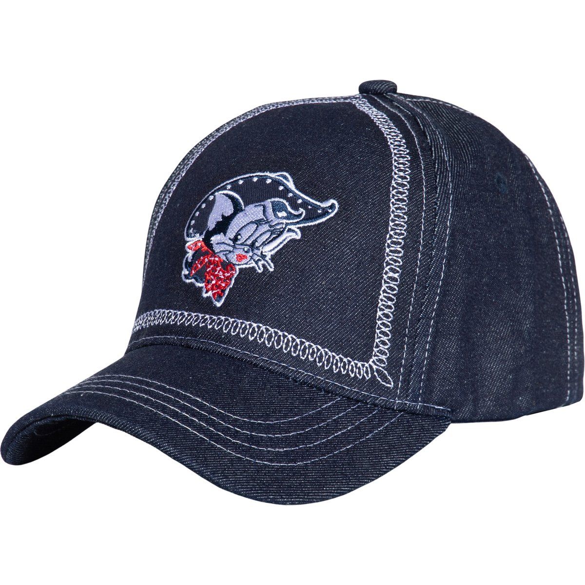 Trucker-Cap aus Denim mit Comic-Stickerei