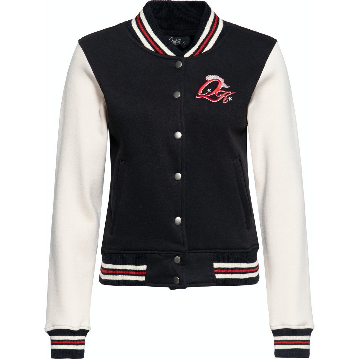 Varsity-Sweatjacke mit Comic-Stickerei
