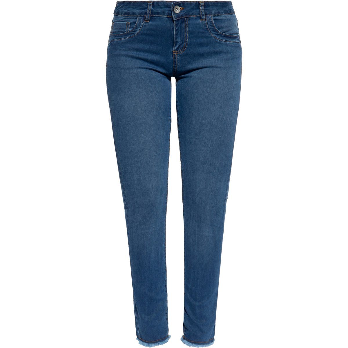 Slim-Fit-Jeans mit Fransensaum