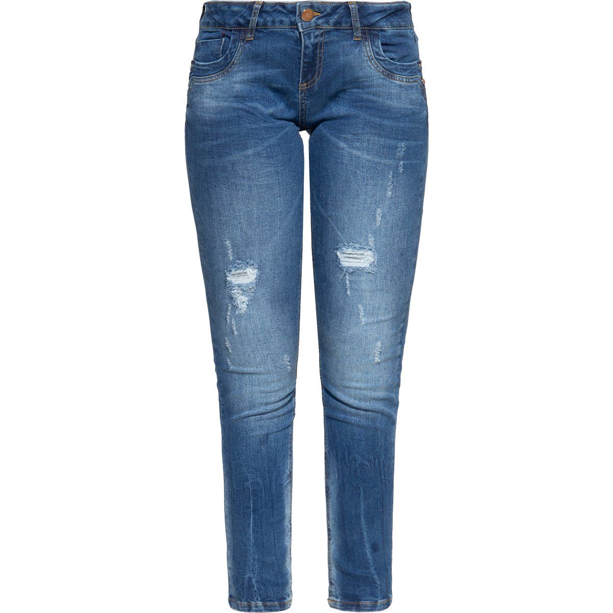 Slim-Fit-Jeans mit Destroyed-Effekten