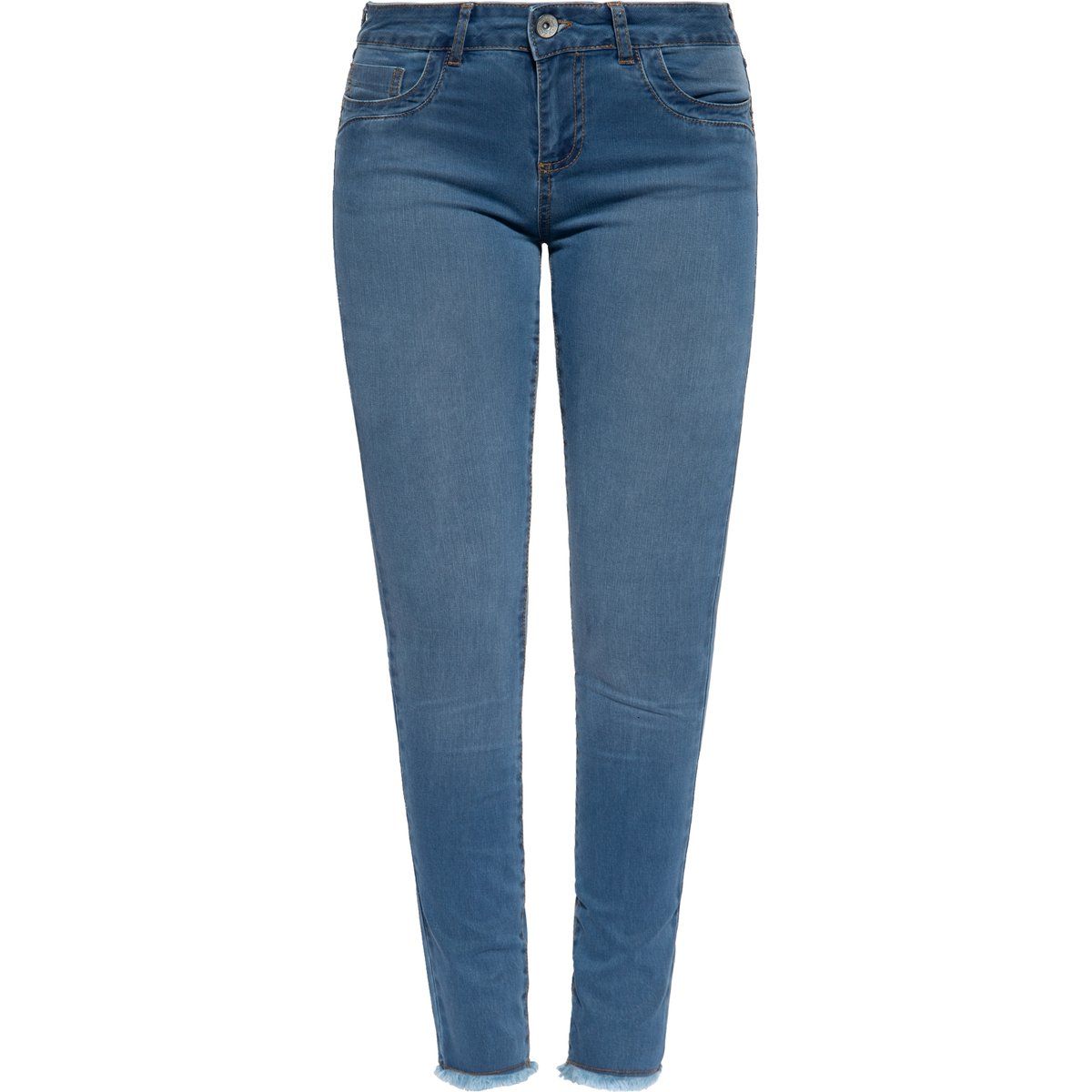 Slim-Fit Jeans mit Fransensaum
