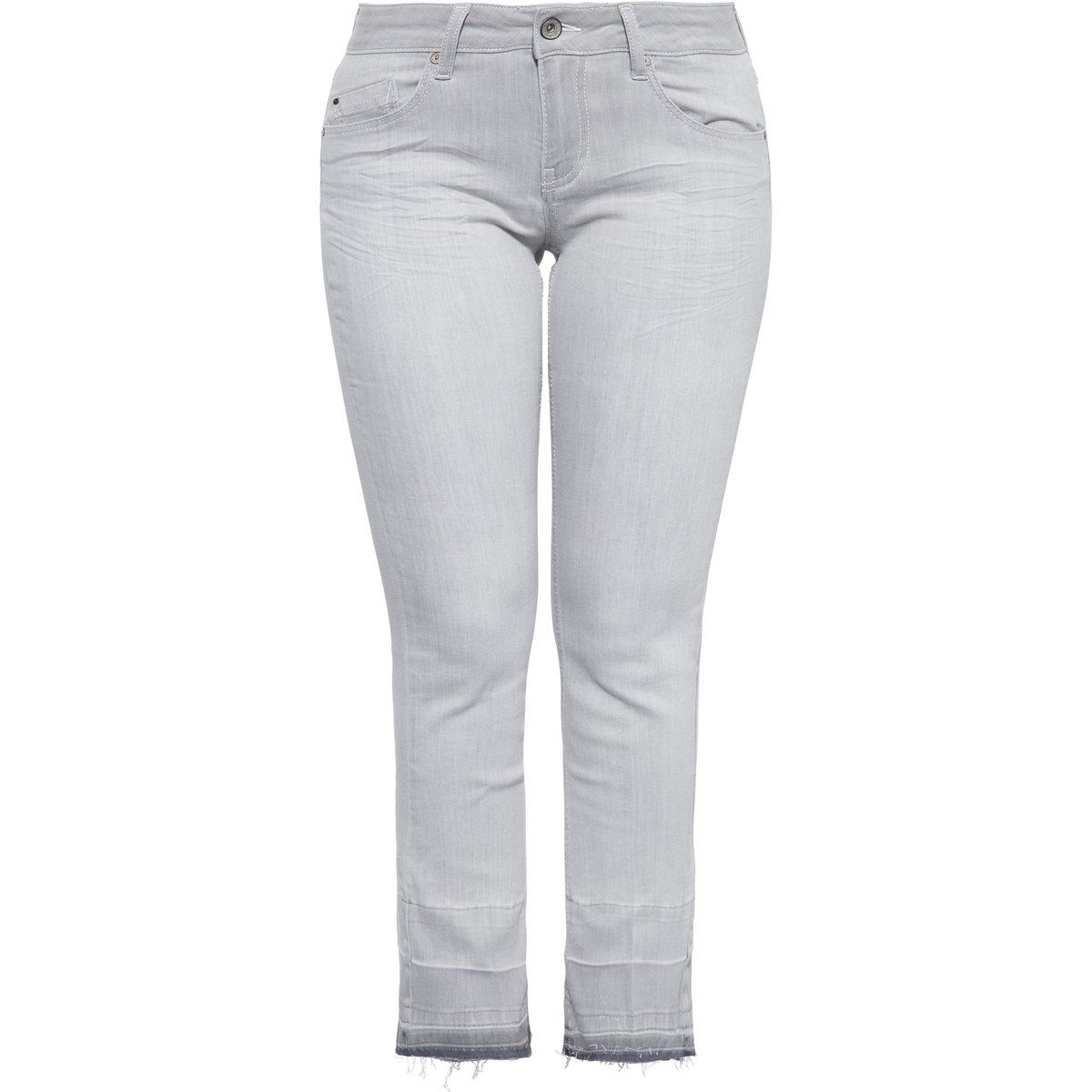 Slim-Fit-Jeans mit Fransensaum