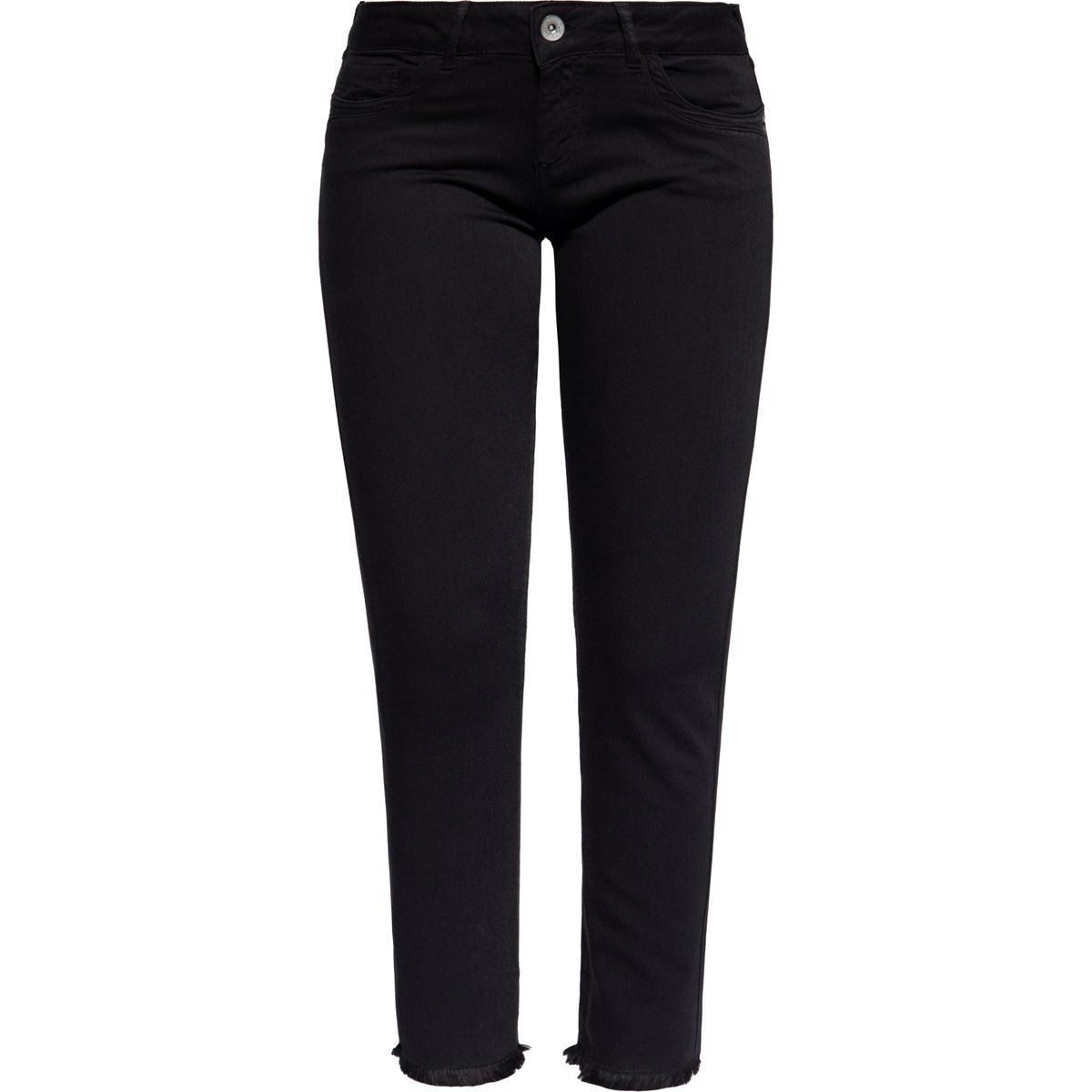 Schmal zulaufende Jeans mit Fransen