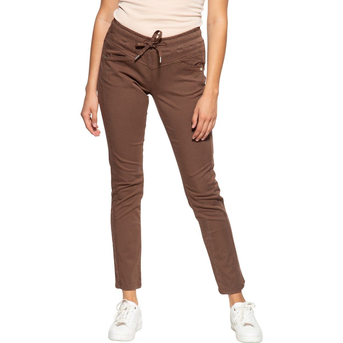 Schmal geschnittene Baumwollhose mit Kordelzug