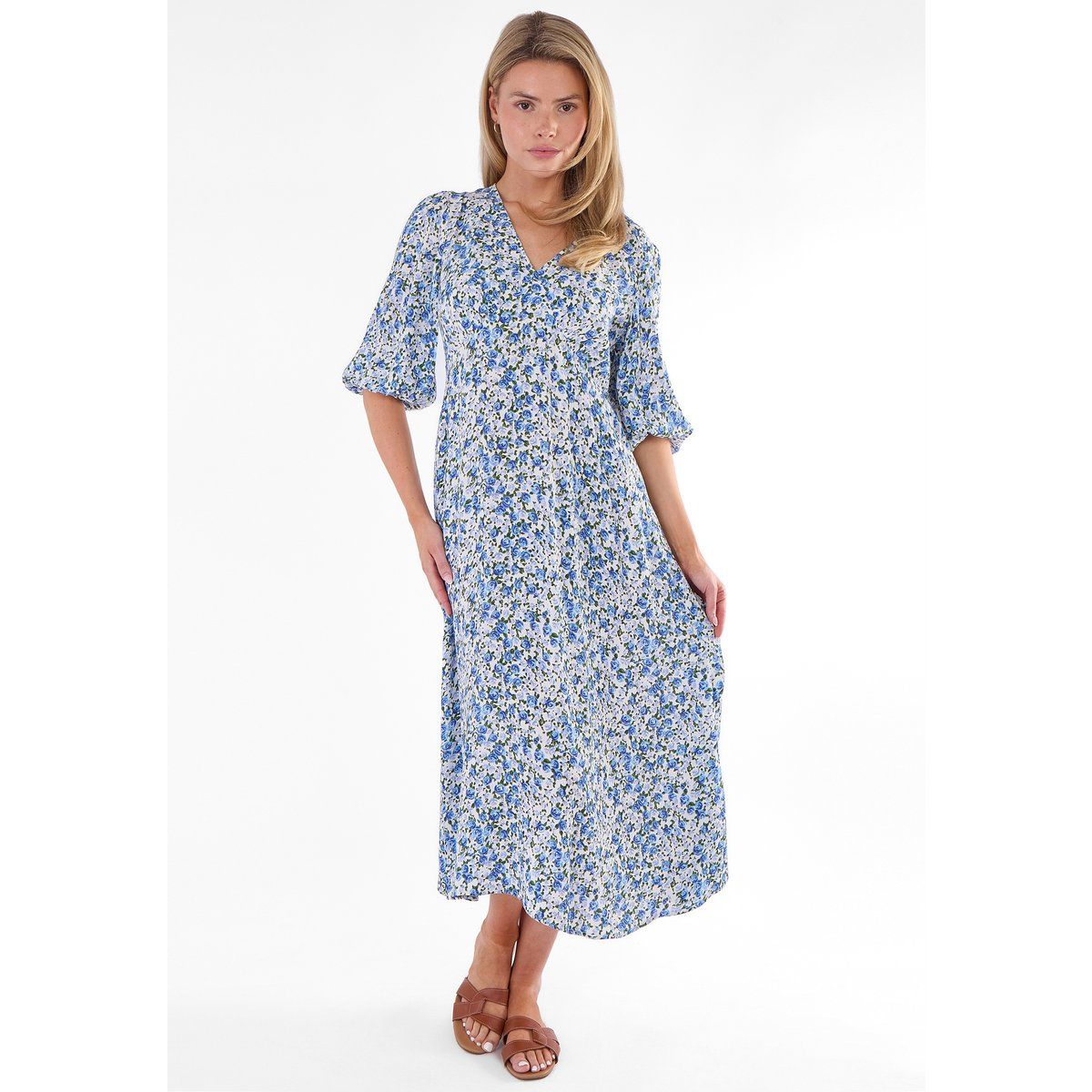 Luftiges Midi-Kleid mit Blumenmuster
