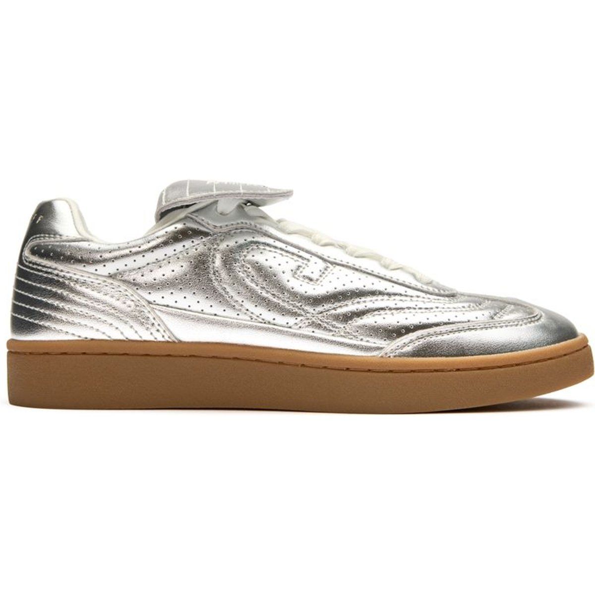 Metallische Leder-Sneaker im Fußball-Stil