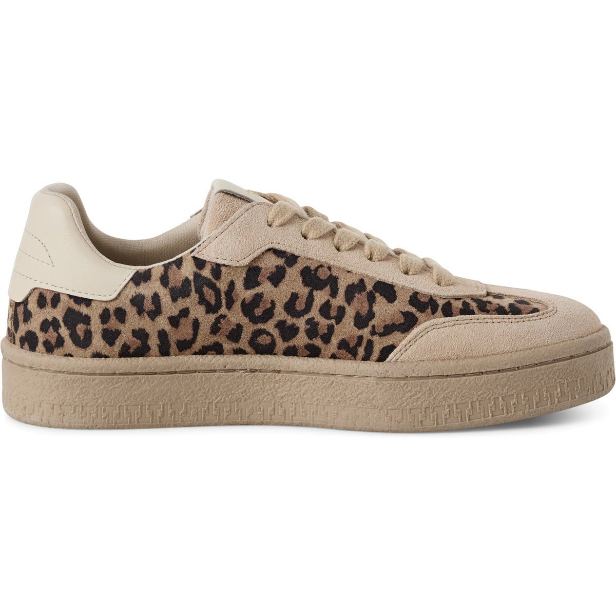 Wildleder Plateau-Sneaker mit Leopardenmuster