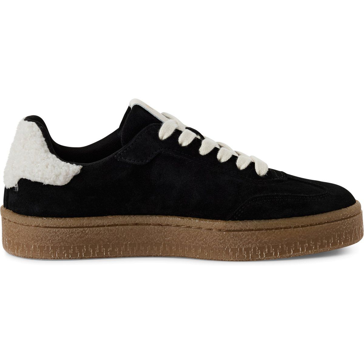Wildleder-Plateau-Sneaker mit Kunstfell