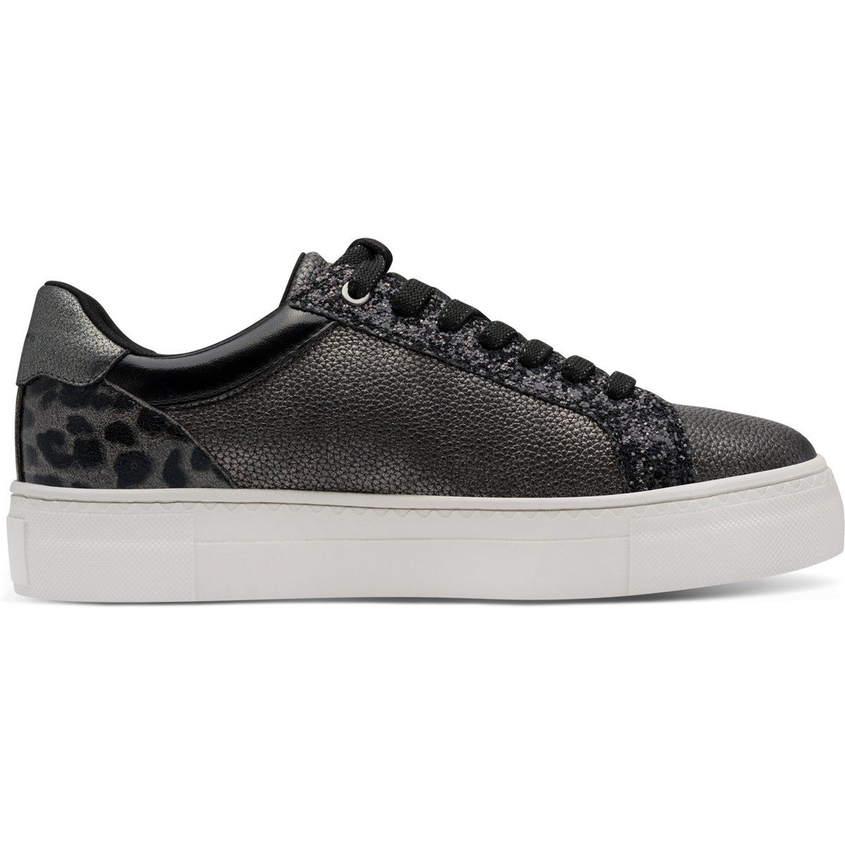 Metallische Plateau-Sneaker mit Animal-Print