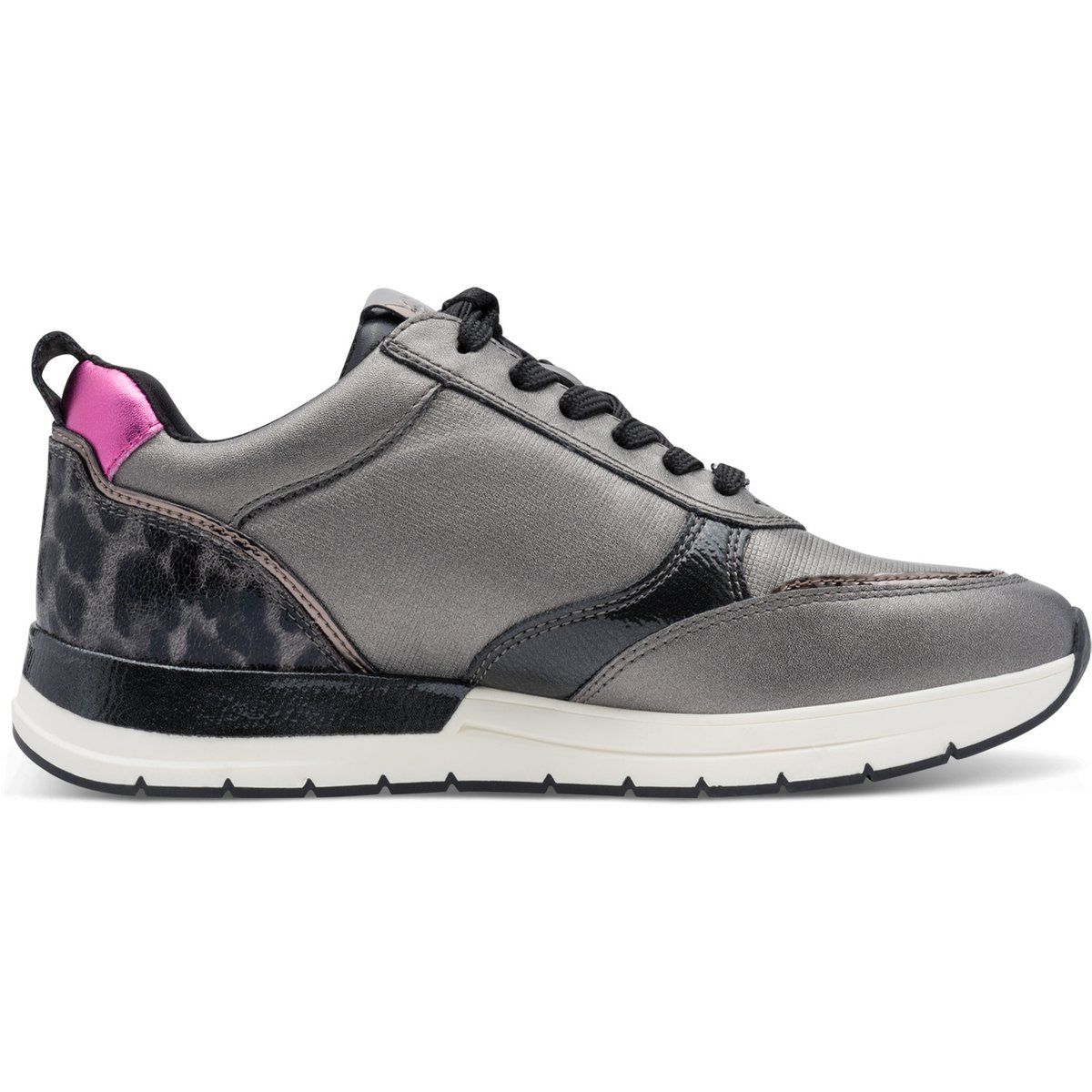 Fashion-Sneaker in Metallic-Optik mit Leo-Print