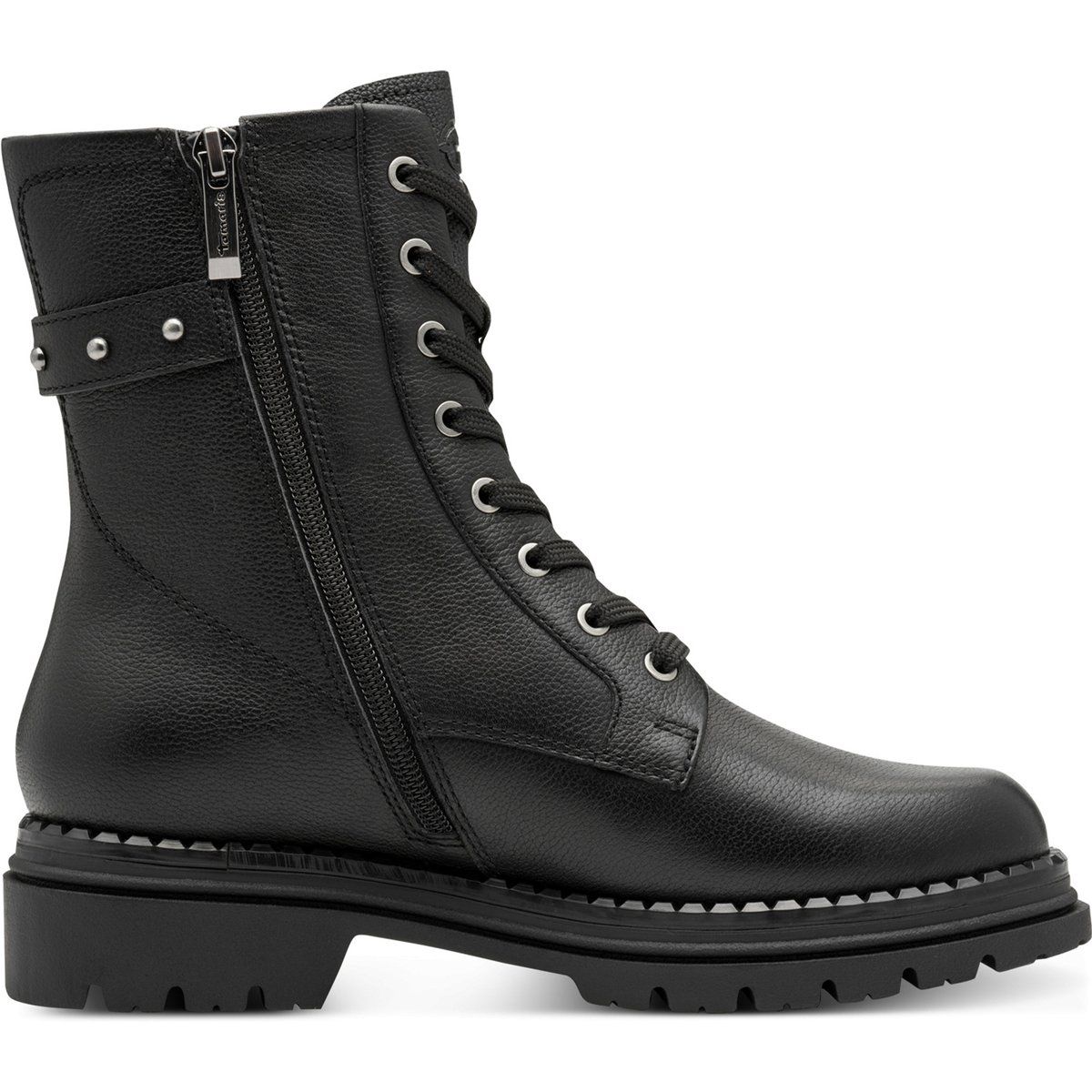 Klobige Leder-Kampfstiefel mit Plateau