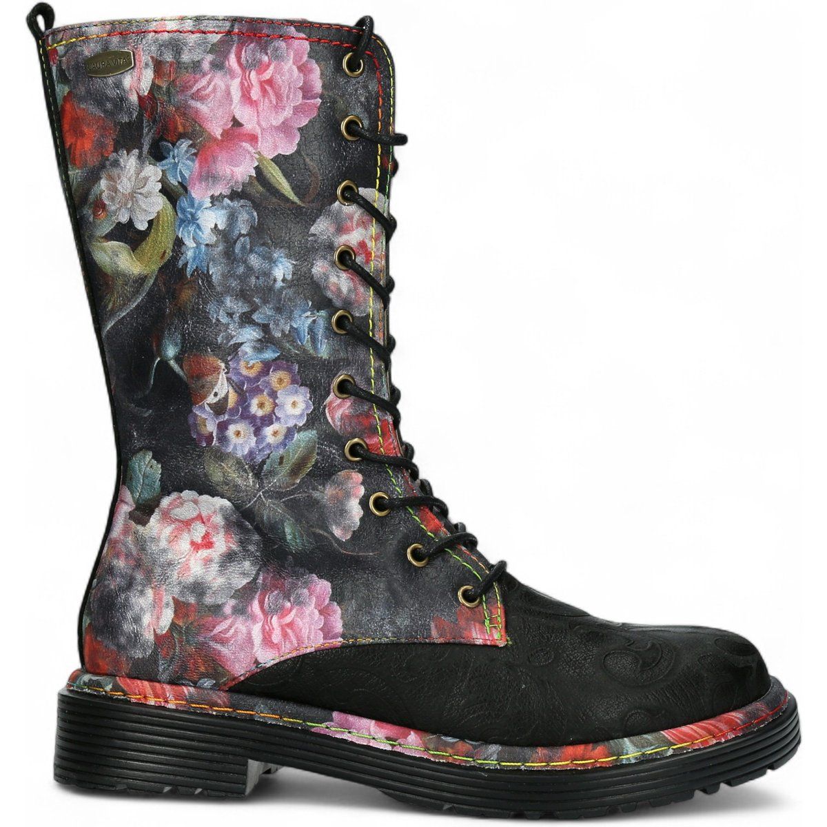 Florale Gothic Schnürstiefel im Vintage-Stil