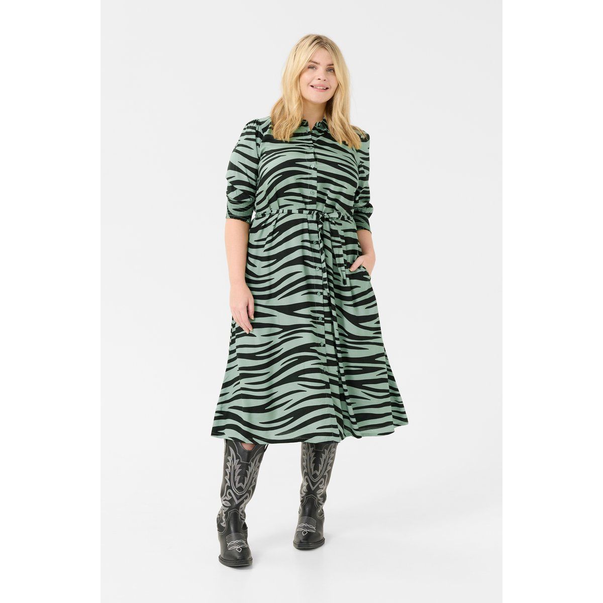 Midi-Blusenkleid mit Zebramuster
