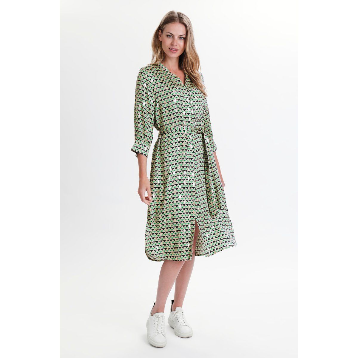 Hemdkleid mit geometrischem Dreiecksmuster