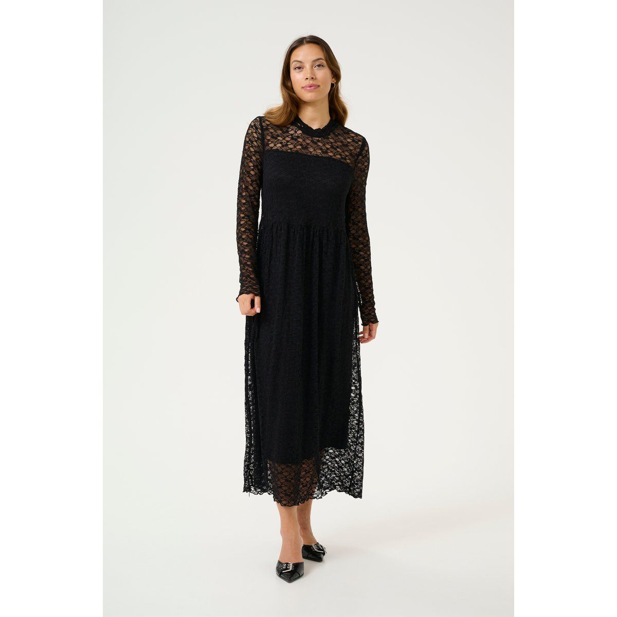 Elegantes Midi-Spitzenkleid mit Blumenmuster