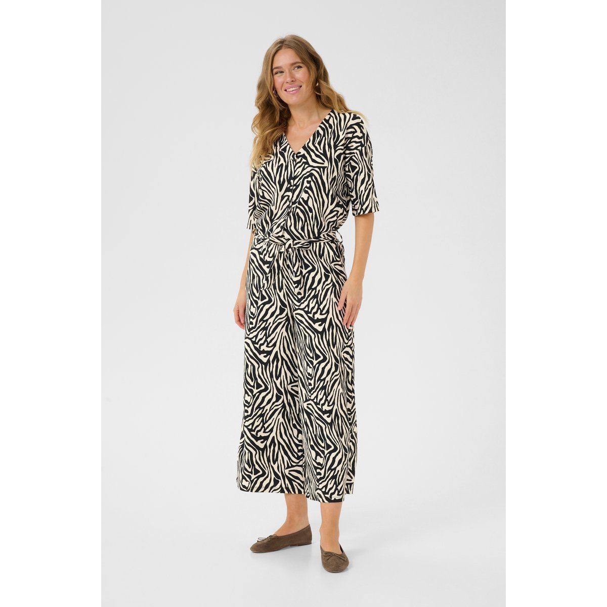 Zebra-Print Jumpsuit mit lockerer Passform