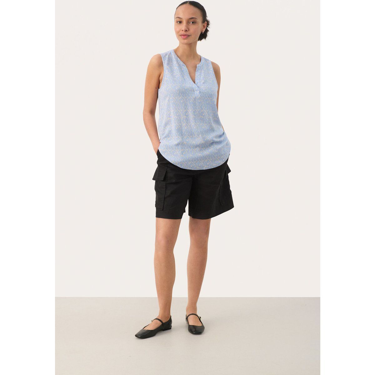 Ärmellose Bluse mit Grafik-Druck