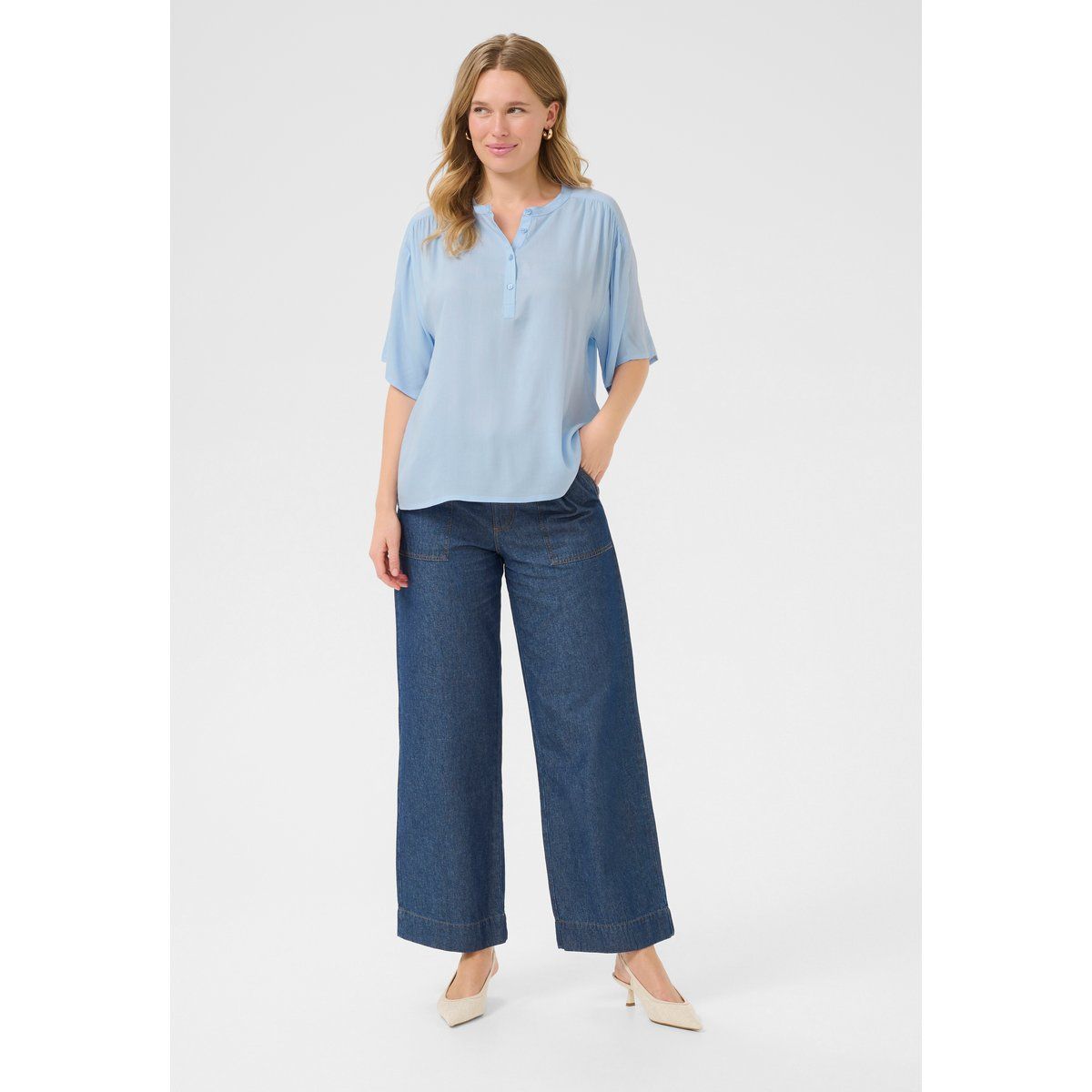 Legere Henley-Bluse mit Ellbogenärmeln