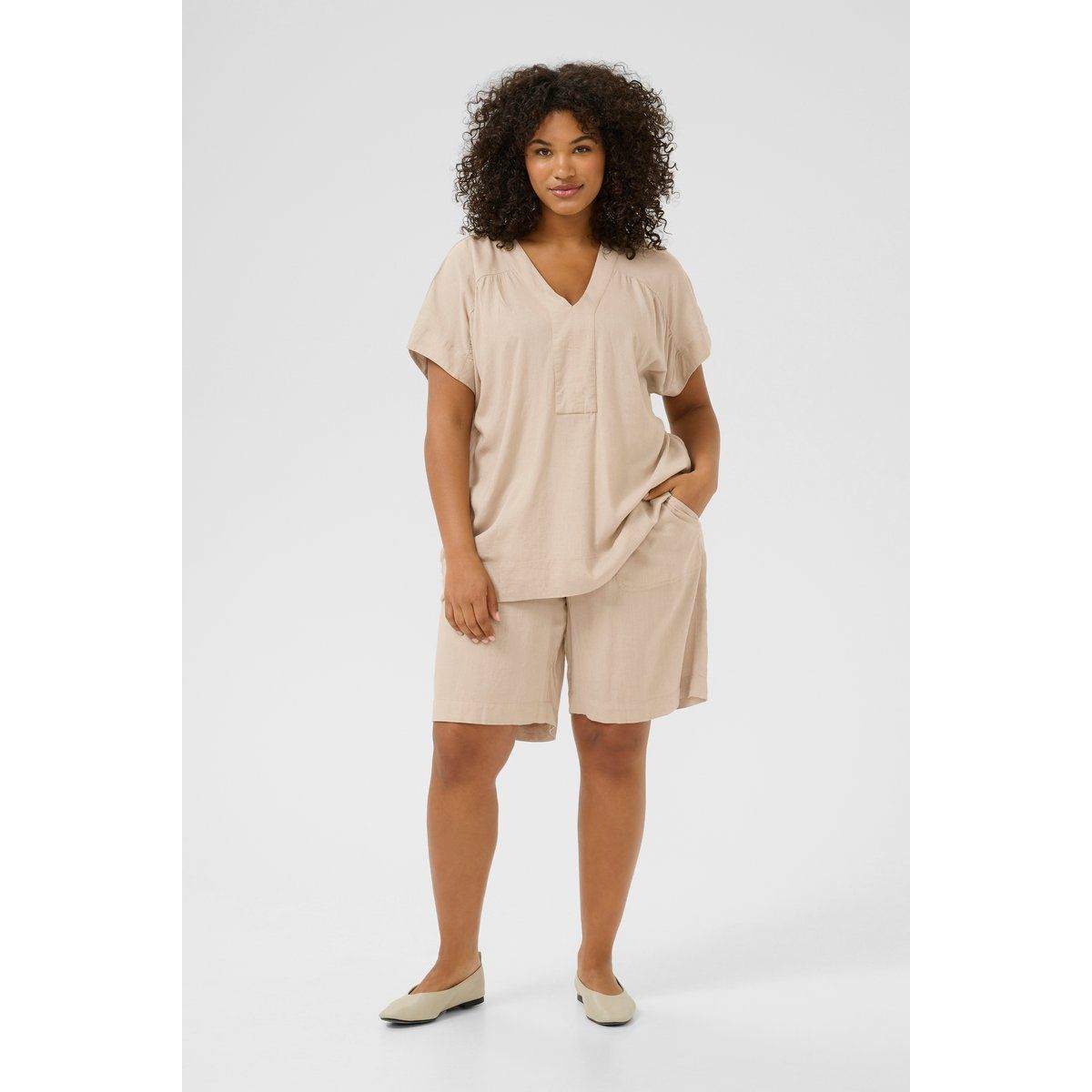 Locker geschnittene Bluse aus Leinenmix