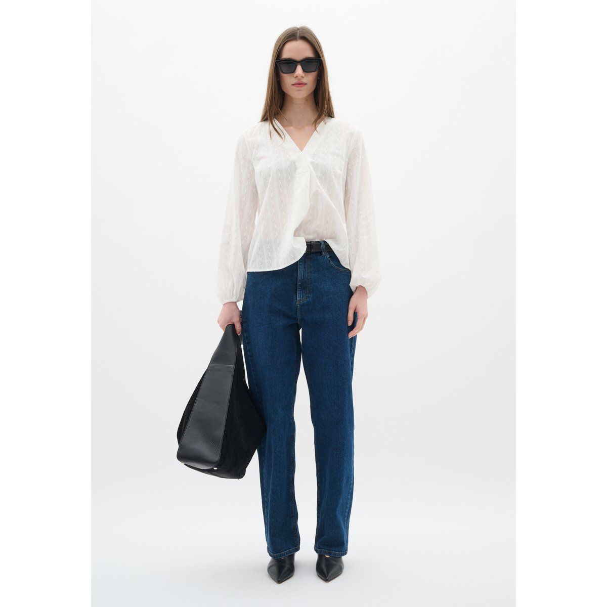 Baumwollbluse mit Textur und gerader Passform