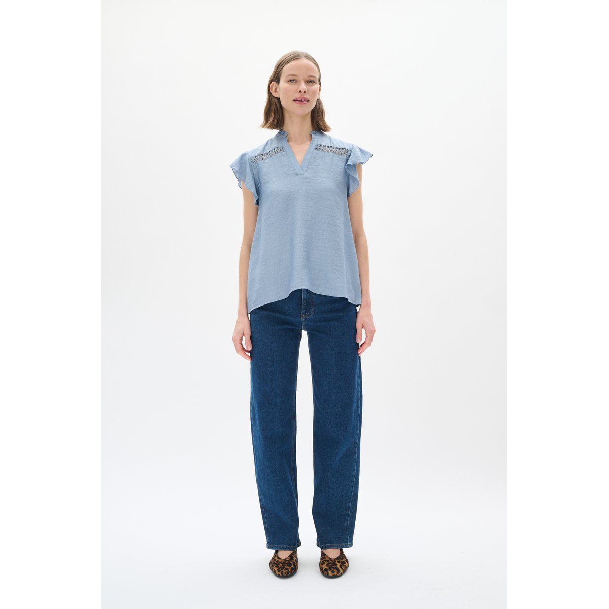 Romantische Bluse mit Flatterärmeln