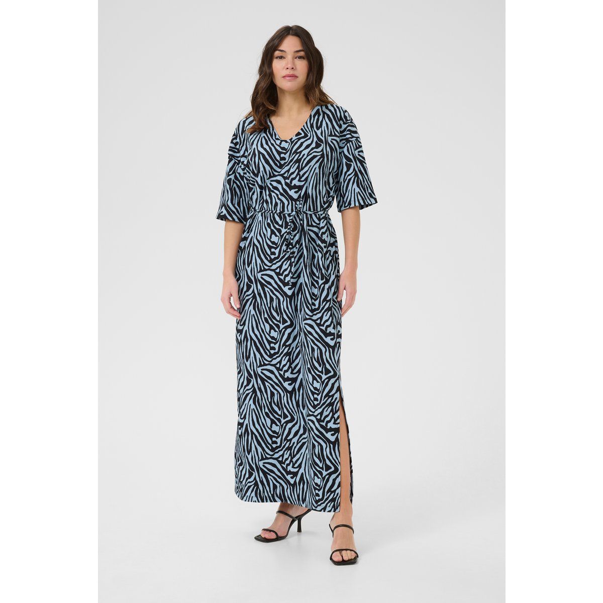 Grafisches Maxikleid mit Zebramuster
