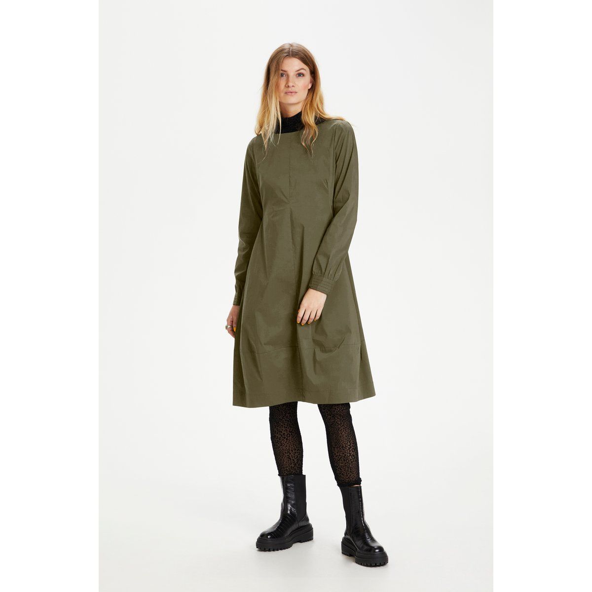 Strukturiertes Midikleid in A-Linie