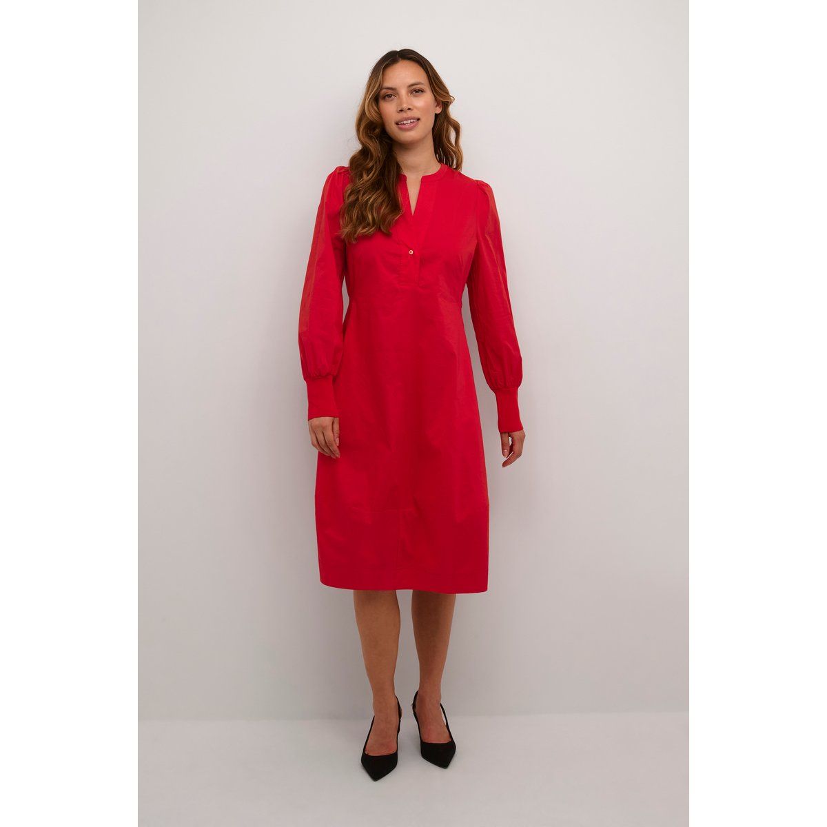 Elegantes Midikleid mit Schlitz-Ausschnitt