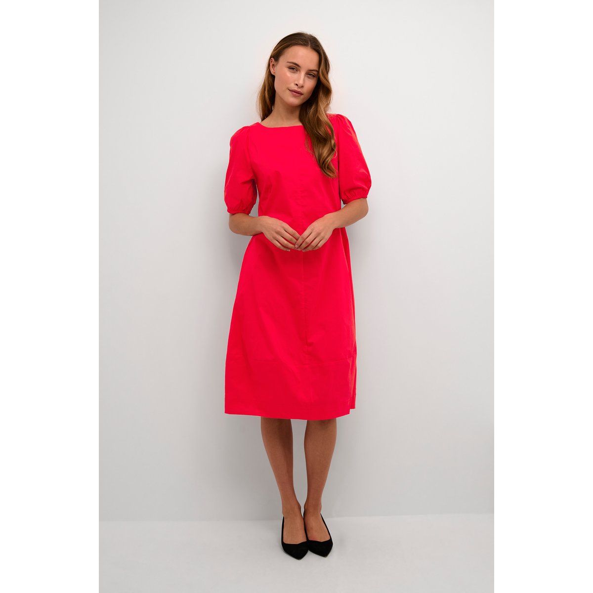 Midikleid mit Puffärmeln aus Baumwollmix