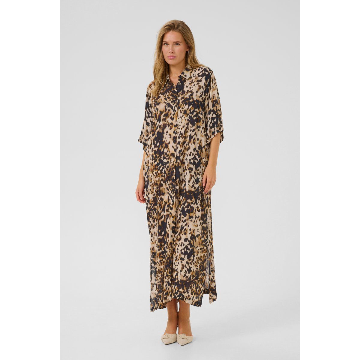 Weit geschnittenes Maxikleid mit Leopardenprint