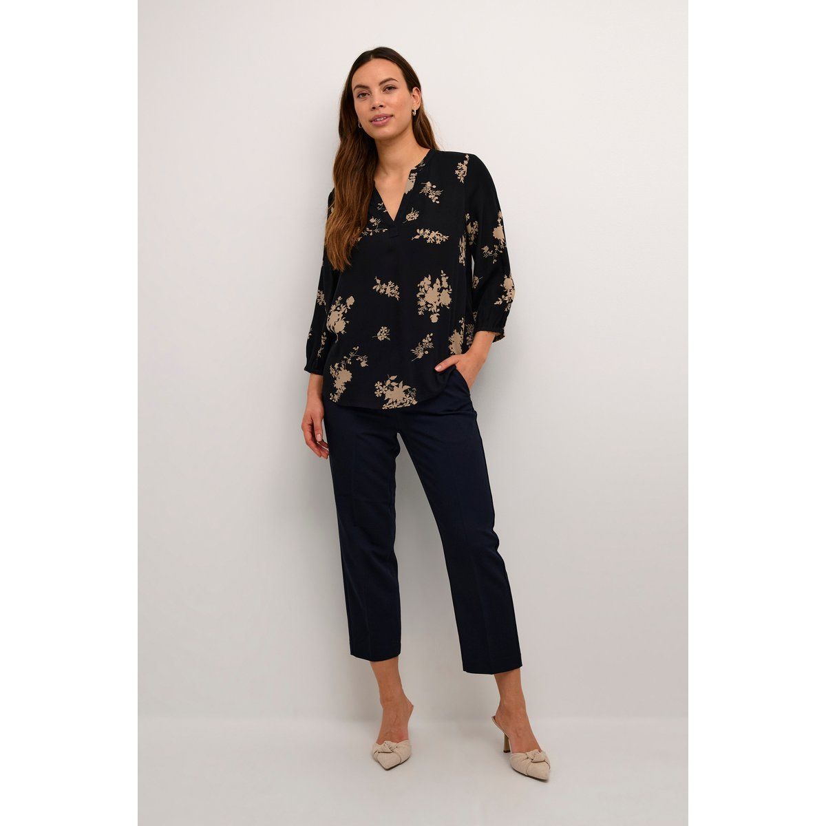 Bluse mit Blumenprint und 3/4-Ärmeln