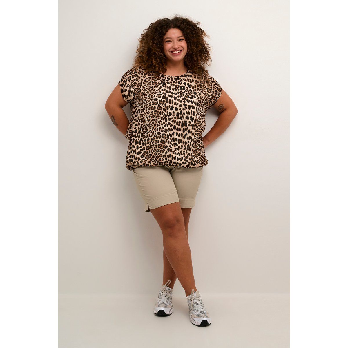 Locker geschnittene Leopardenmuster-Bluse
