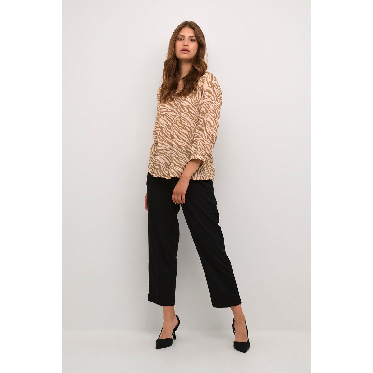 Elegante Bluse mit Zebra-Print und 3/4-Ärmeln