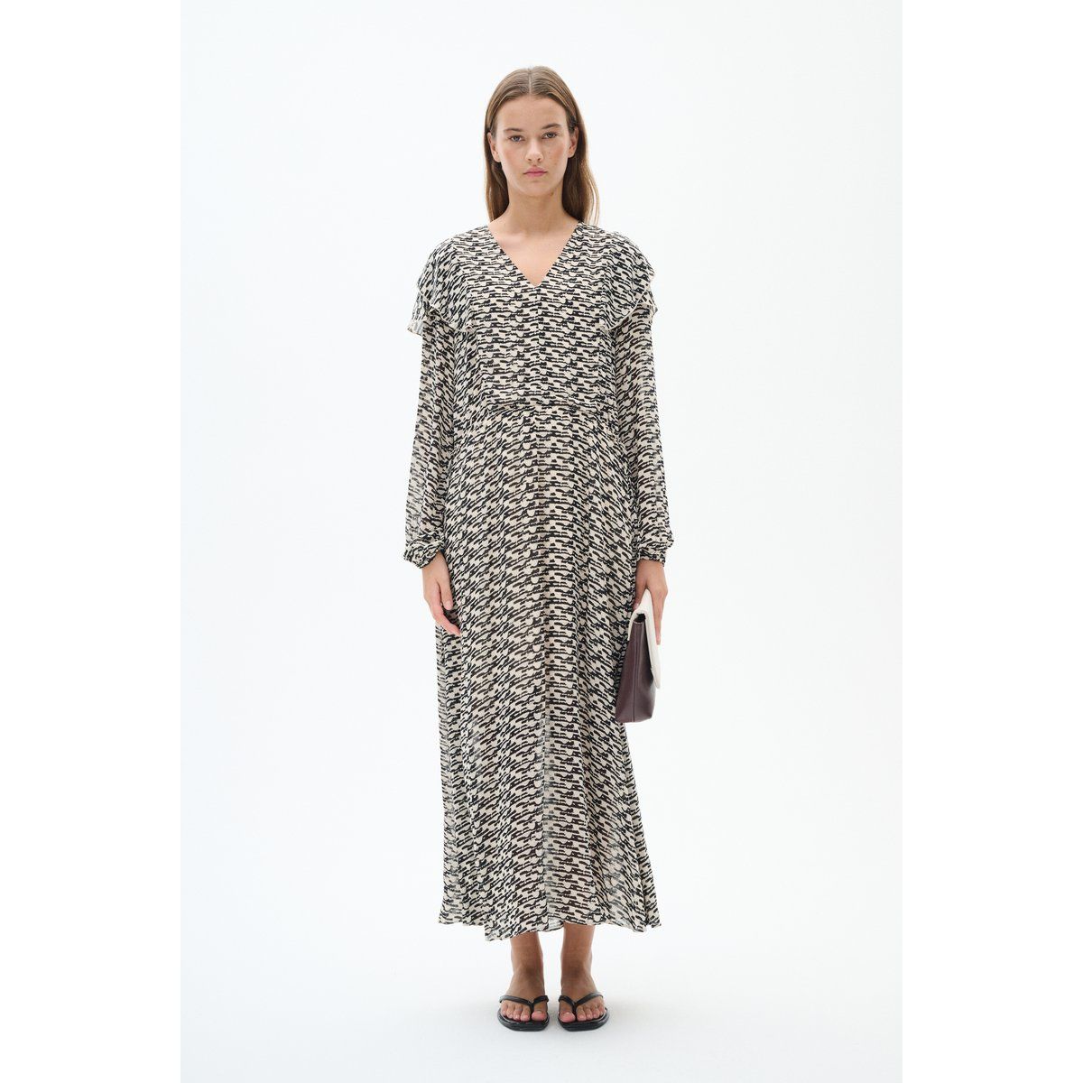 Bedrucktes Maxikleid mit V-Ausschnitt
