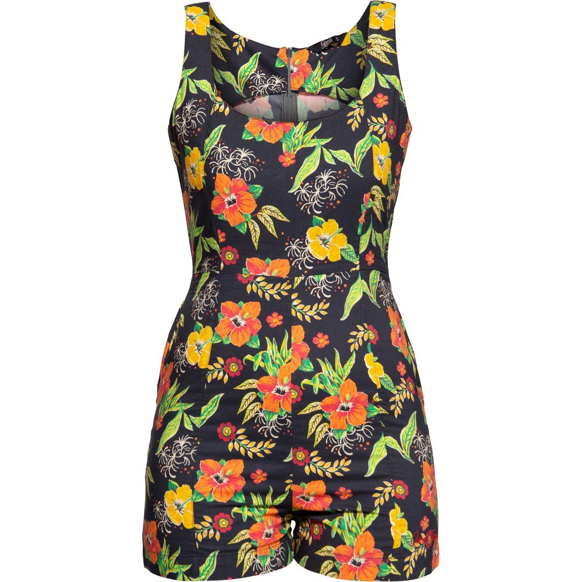 Playsuit mit tropischem Hibiskus-Print