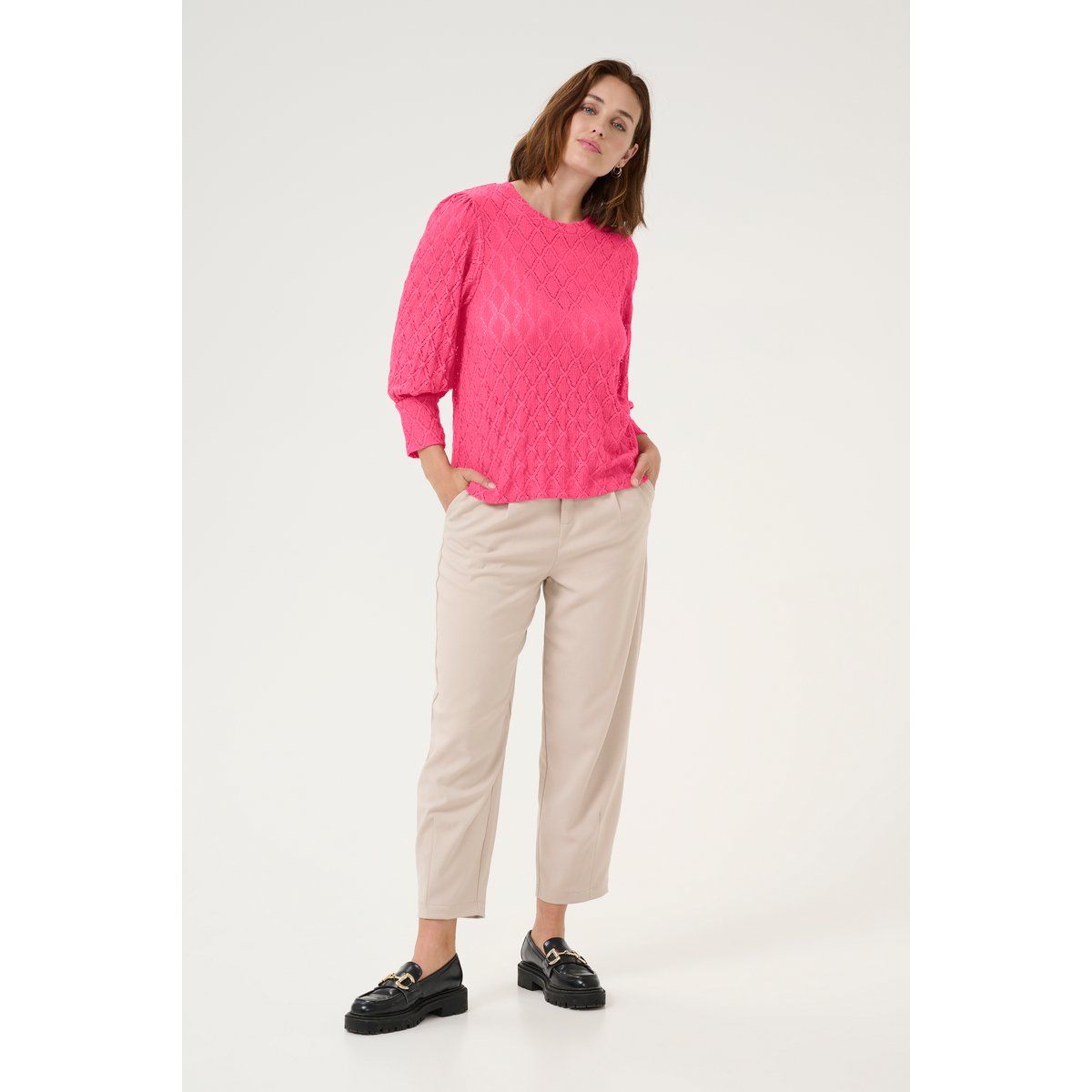 Strukturierte Bluse mit Puffärmeln