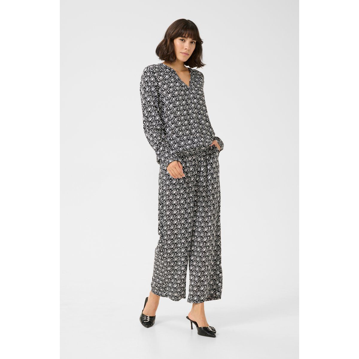 Langarmbluse mit Retro-Print