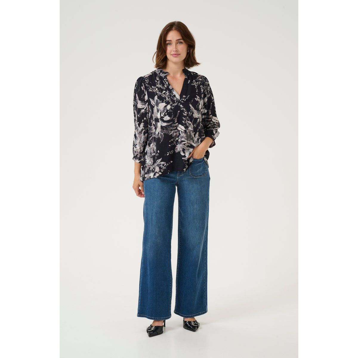 A-Linien-Bluse mit Blumenmuster
