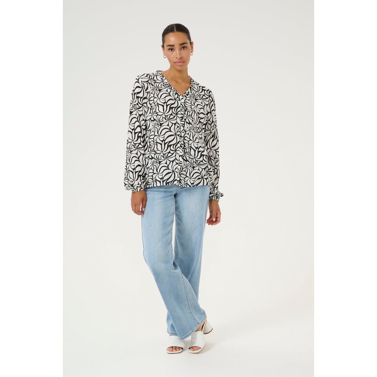 Bluse mit abstraktem Blattmuster