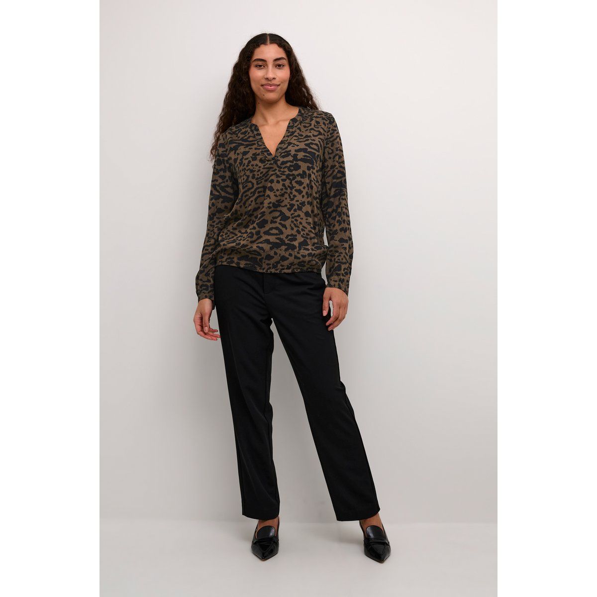 Langarm-Bluse mit Leopardenmuster